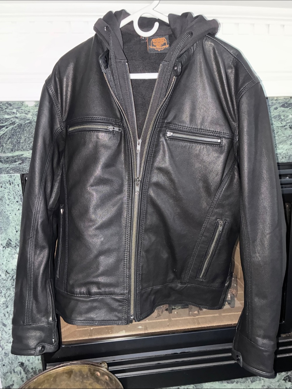 NWT Men’s Black Leather Riding Jacket Size Large